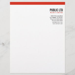Simple Modern Red Business Customized Letterhead