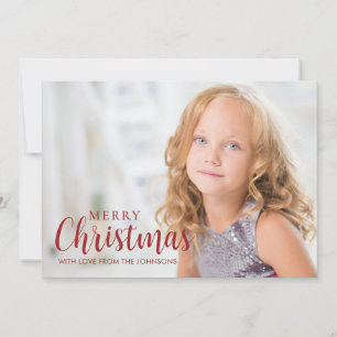 Simple Modern Red Christmas Photo Holiday Card