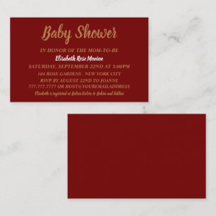 Simple & Modern, Red & Gold Baby Shower Invitation