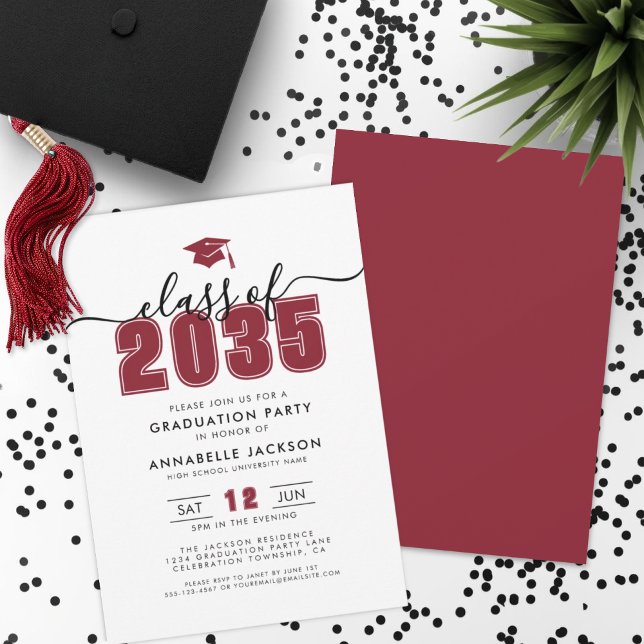 Simple Modern Red Graduation Party Invitation (Simple Modern Red Graduation Party Invitation)