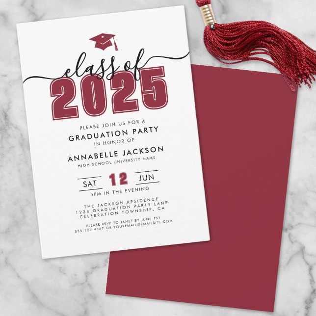 Simple Modern Red Graduation Party Invitation (Simple Modern Red Graduation Party Invitation)