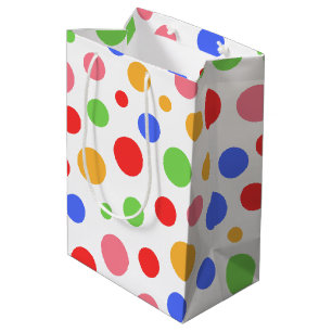 Simple Modern red green Polka dot birthday party Medium Gift Bag