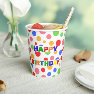 Simple Modern red green Polka dot birthday party Paper Cups