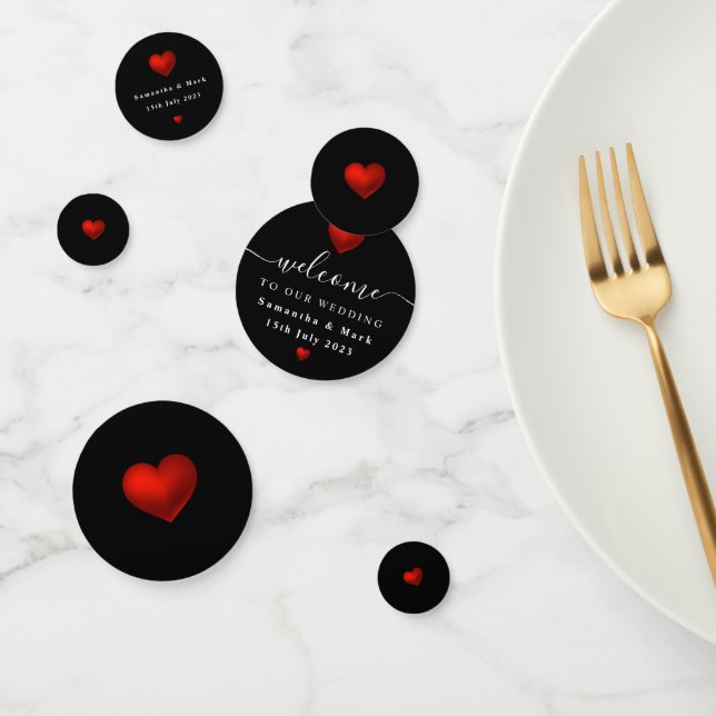 Simple Modern Red Heart Wedding Confetti (Group)