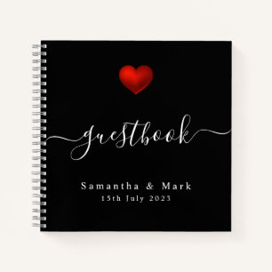 Simple Modern Red Heart Wedding Notebook