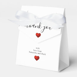 Simple Modern Red Heart White Wedding Favour Box