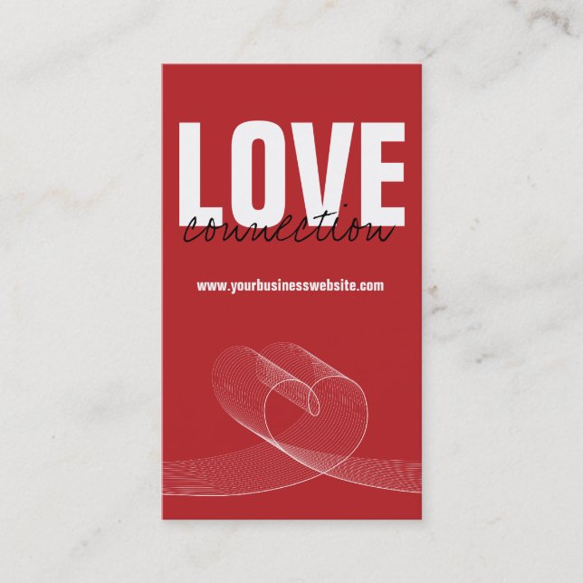 Simple Modern Red Loopy Love Heart Profile Card (Front)