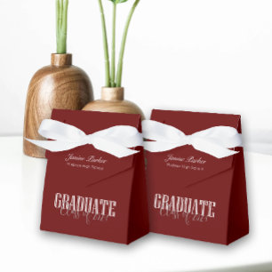 Simple Modern Red Photo Graduation Party Favour Box