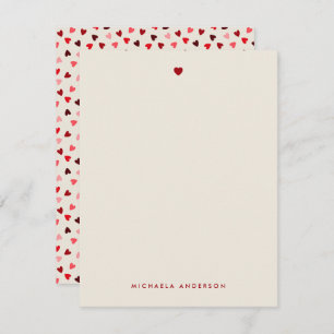 Simple Modern Red & Pink Hearts Custom Name Card