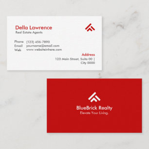 Simple Modern Red Real Estate Agent Realtors  Business Card