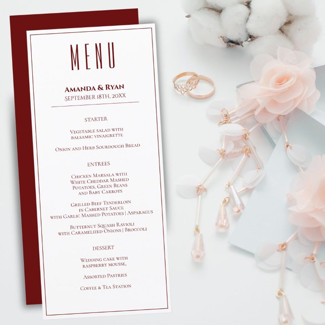 Simple Modern Red Script Wedding Menu (Creator Uploaded)