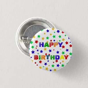Simple Modern red Star colourful birthday party 3 Cm Round Badge