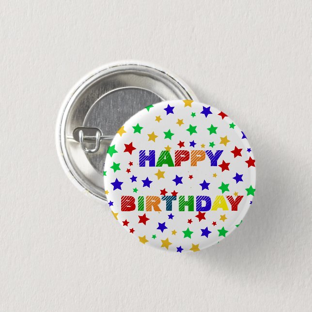 Simple Modern red Star colourful birthday party 3 Cm Round Badge (Front & Back)
