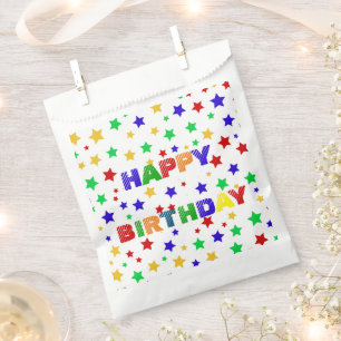 Simple Modern red Star colourful birthday party Favour Bags