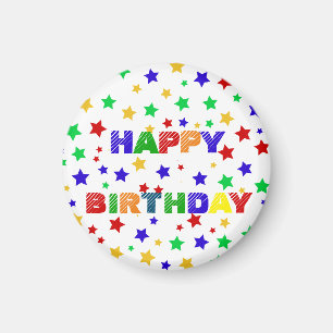 Simple Modern red Star colourful birthday party Magnet