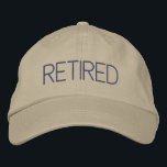 Simple Modern Retirement Gift Retired  Embroidered Hat<br><div class="desc">Simple retirement gift for a current retiree or a co-worker or boss who is retiring. Fully editable unisex khaki baseball hat cap features the word RETIRED embroidered in a bold modern font with espresso brown embroidery thread. Other hat colours and styles, as well as other embroidery thread colours available. Designed...</div>