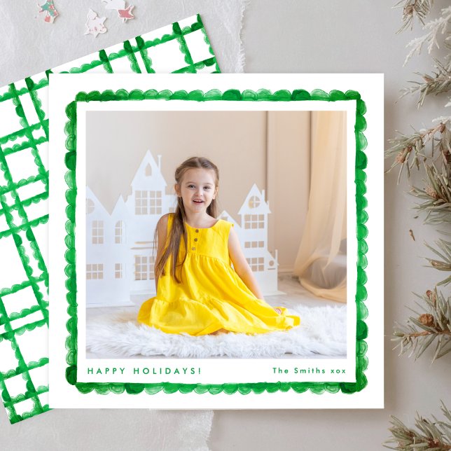 simple modern retro green photo frame christmas holiday card (Creator Uploaded)