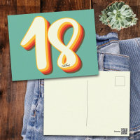 Simple Modern Retro Groovy Eighteen 18th Birthday