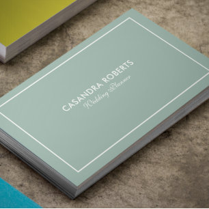 Simple Modern Reversible Sage-Green & White Border Business Card
