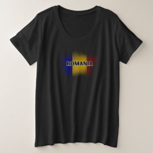 Simple Modern Romania Letter Flag Souvenir Plus Size T-Shirt