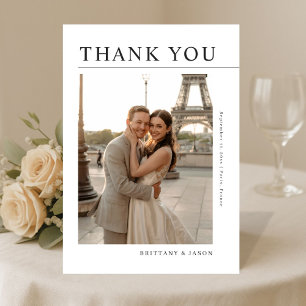 Simple Modern Romantic Destination Photo Wedding Thank You Card