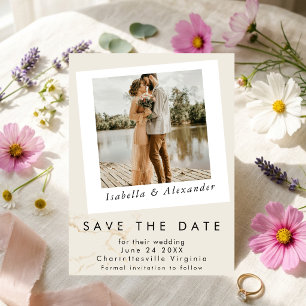 Simple Modern Romantic Photo Wildflower Botanical Save The Date