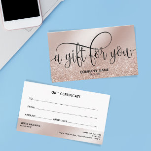 Simple & Modern Rose Gold Certificate Gift Card