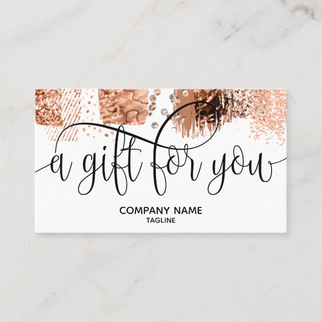 Simple & Modern Rose Gold Certificate Gift Card (Front)