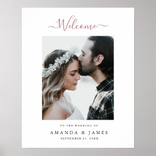 Simple Modern Rose Gold Photo Wedding Welcome Poster