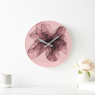 Simple Modern Rose Pink Abstract Large Clock