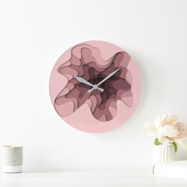 Simple Modern Rose Pink Abstract Large Clock (Home)