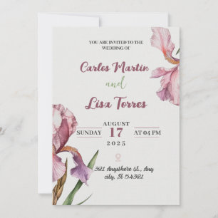 Simple modern rose wedding invitation