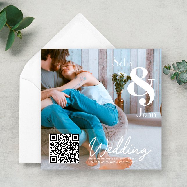 Simple Modern RSVP QR Code Photo Wedding Invitation (Creator Uploaded)