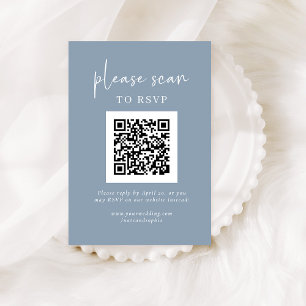 Simple Modern RSVP with QR Code Dusty Blue Enclosure Card
