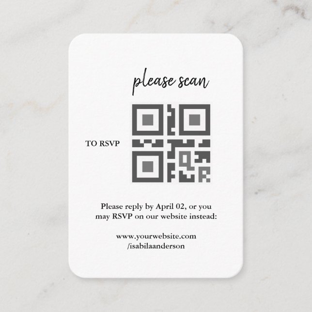 Simple Modern RSVP with QR Code Enclosure Card (Front)