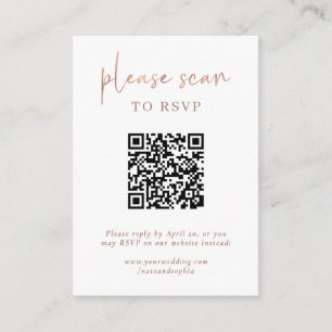Simple Modern RSVP with QR Code Faux Rose Gold Enclosure Card