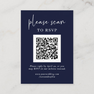 Simple Modern RSVP with QR Code Navy Blue Enclosure Card