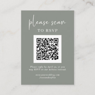 Simple Modern RSVP with QR Code Sage Green Enclosure Card