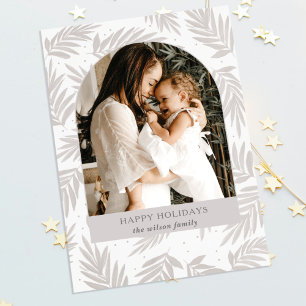 Simple Modern Rustic Branches Arch Photo Holiday Card