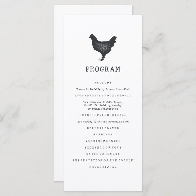 Simple Modern Rustic Country Farmhouse Wedding Programme (Front/Back)