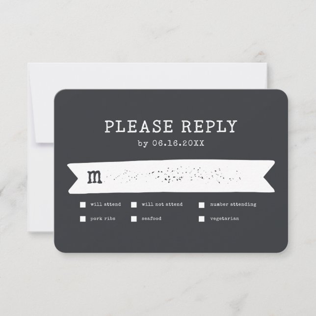 Simple Modern Rustic Country Farmhouse Wedding RSVP Card (Front)