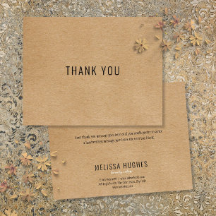 Simple Modern Rustic Kraft Business Thank You Card