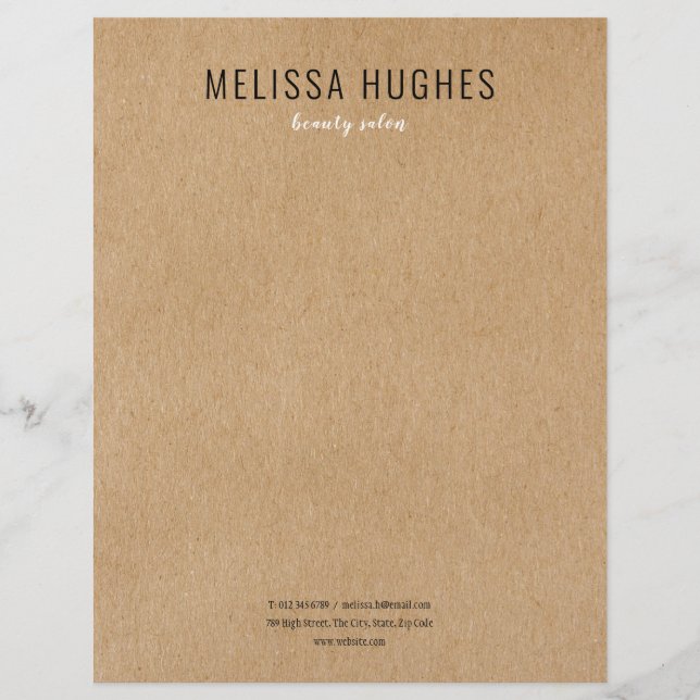 Simple Modern Rustic Kraft Custom Letterhead (Front)
