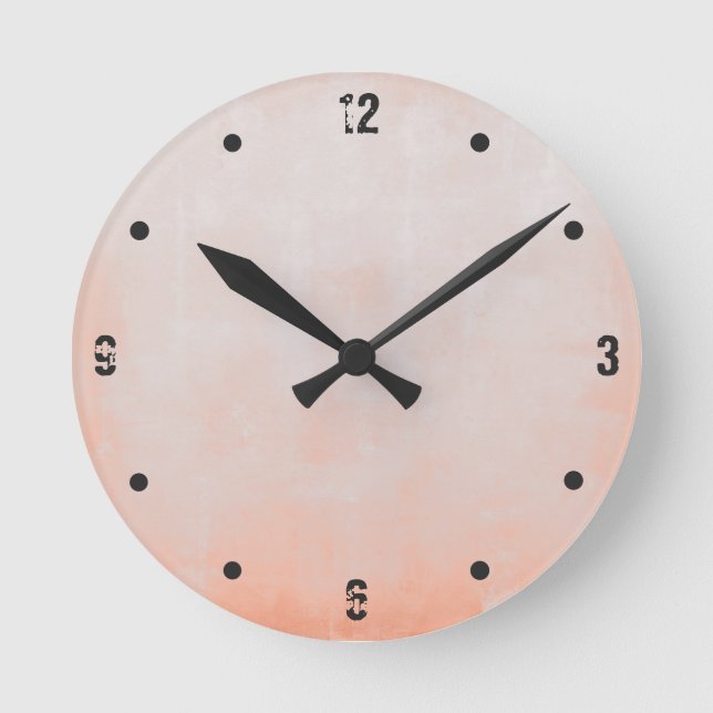 Simple Modern Rustic Peach Grey Abstract Round Clock (Front)