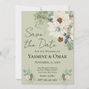 Simple Modern Rustic White floral Wedding Invitation