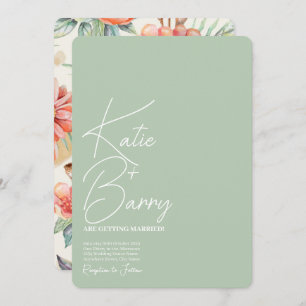 Simple Modern Sage Floral Wedding Invitation