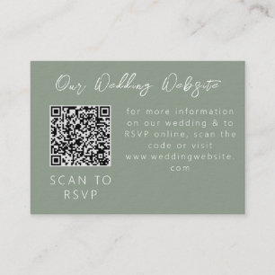 Simple Modern Sage Green Calligraphy Web QR RSVP Enclosure Card