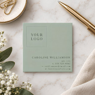 Simple Modern Sage Green Square Professional Logo Business Card