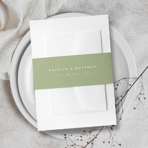 Simple Modern Sage Green Wedding Invitation Belly Band