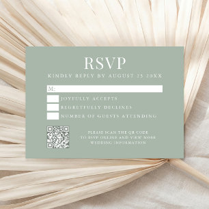 Simple Modern Sage Green Wedding RSVP Card